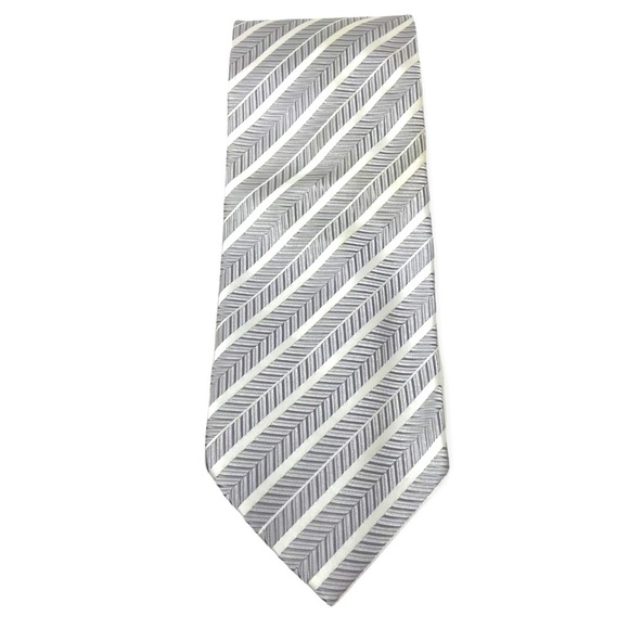 VESUVIO NAPOLI Silver White Neck Tie Pocket Square - Picture 3 of 7